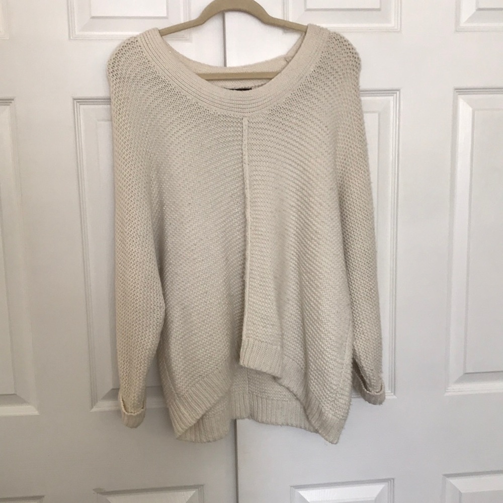 Off shoulder cream sweater
